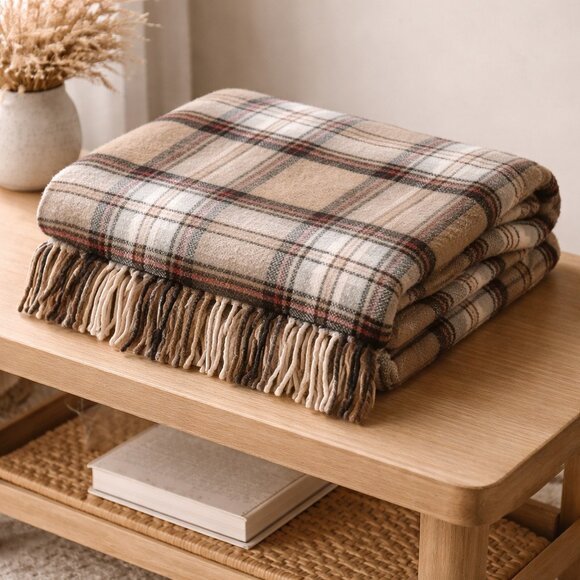 The Tartan Rug 100% Pure New Wool Plaid Blanket Throw 58x50 Made in Britain
